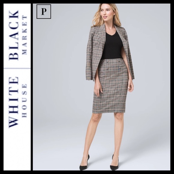 NWOT WHBM Plaid Petite Pencil Skirt - Picture 2 of 10